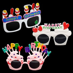 생일 안경 아이스크림 체리 컵케이크 파티 이벤트 용품 생일 안경 축제 소품
