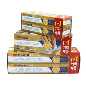 3M 후레쉬 스탠딩 지퍼백 소 30매 중 24매 대 24매 비닐 봉투 봉지 밀봉 밀폐 포장 용 음식 정리 보관