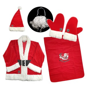 산타복 고급 남자 7종 산타클로스 크리스마스 의상 파티 이벤트 모자 장갑 수염 벨트 선물 자루 가방