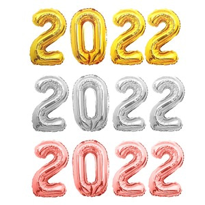 2022호일풍선세트 소 골드 실버 로즈골드 새해 신년 파티 이벤트 은박 숫자 벽 가랜드 장식