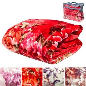 장미꽃 밍크 이불 특대형 200 x 230cm (가방 포함) 담요 침구 겨울 파우치 꽃무늬