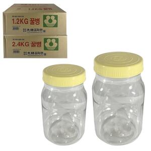 플라스틱 꿀병 1.2kg, 2.4kg 패트 소분 튜브 벌꿀 꿀단지 과실류 보관 밀폐 PET 공병 유자청