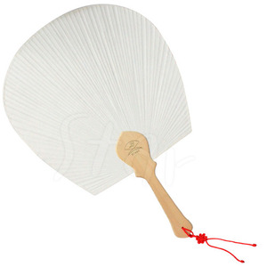 국산 민속 한지 부채 (중 27x39cm) 흰색 전통 종이 한지선 여름 더위 시원 방구부채 둥근